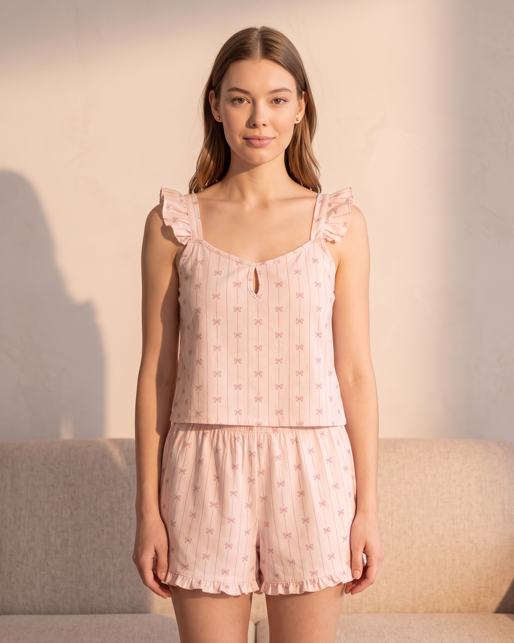 Blush Pink Bow-Print