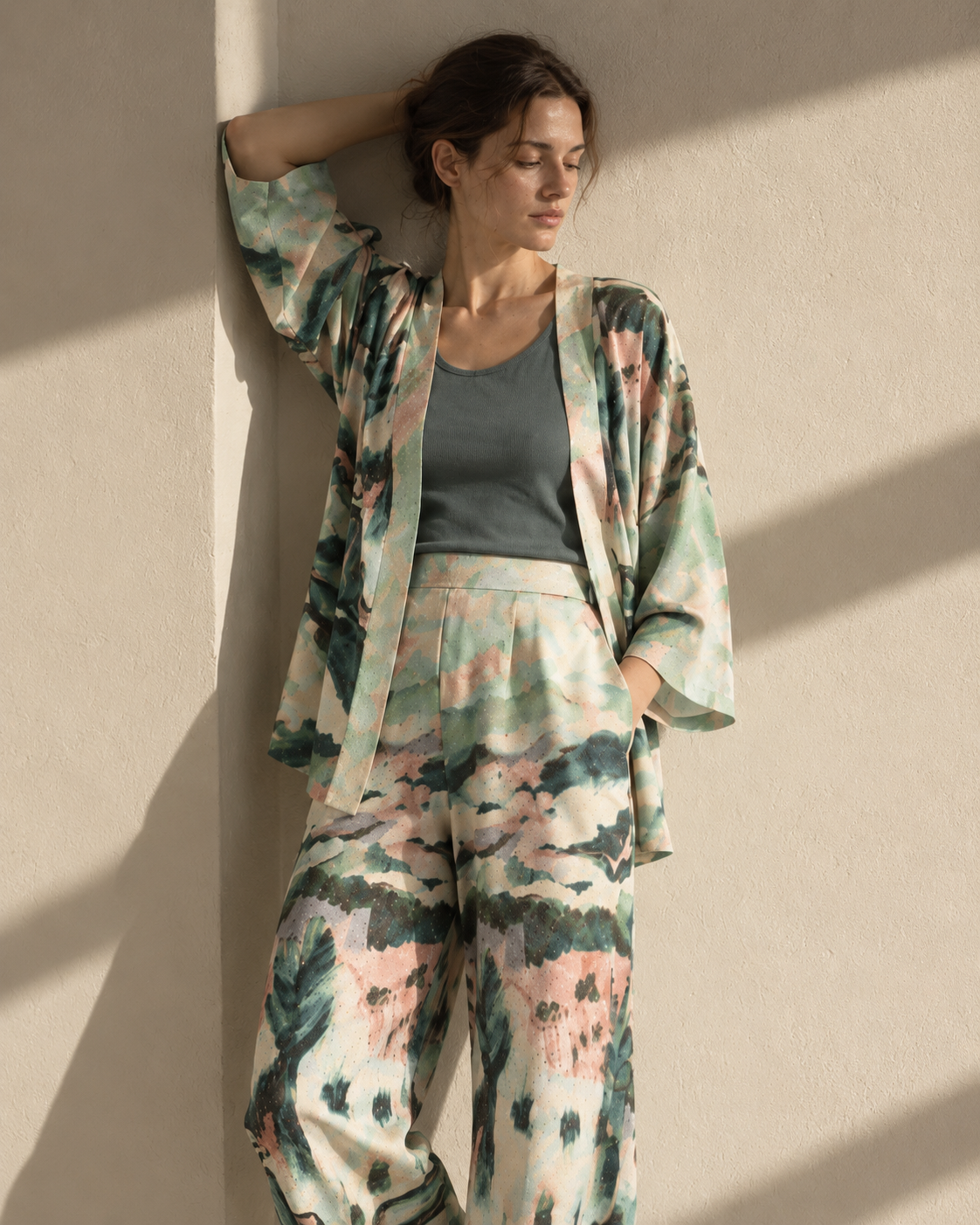Sage Watercolor 3-Piece Lounge Set