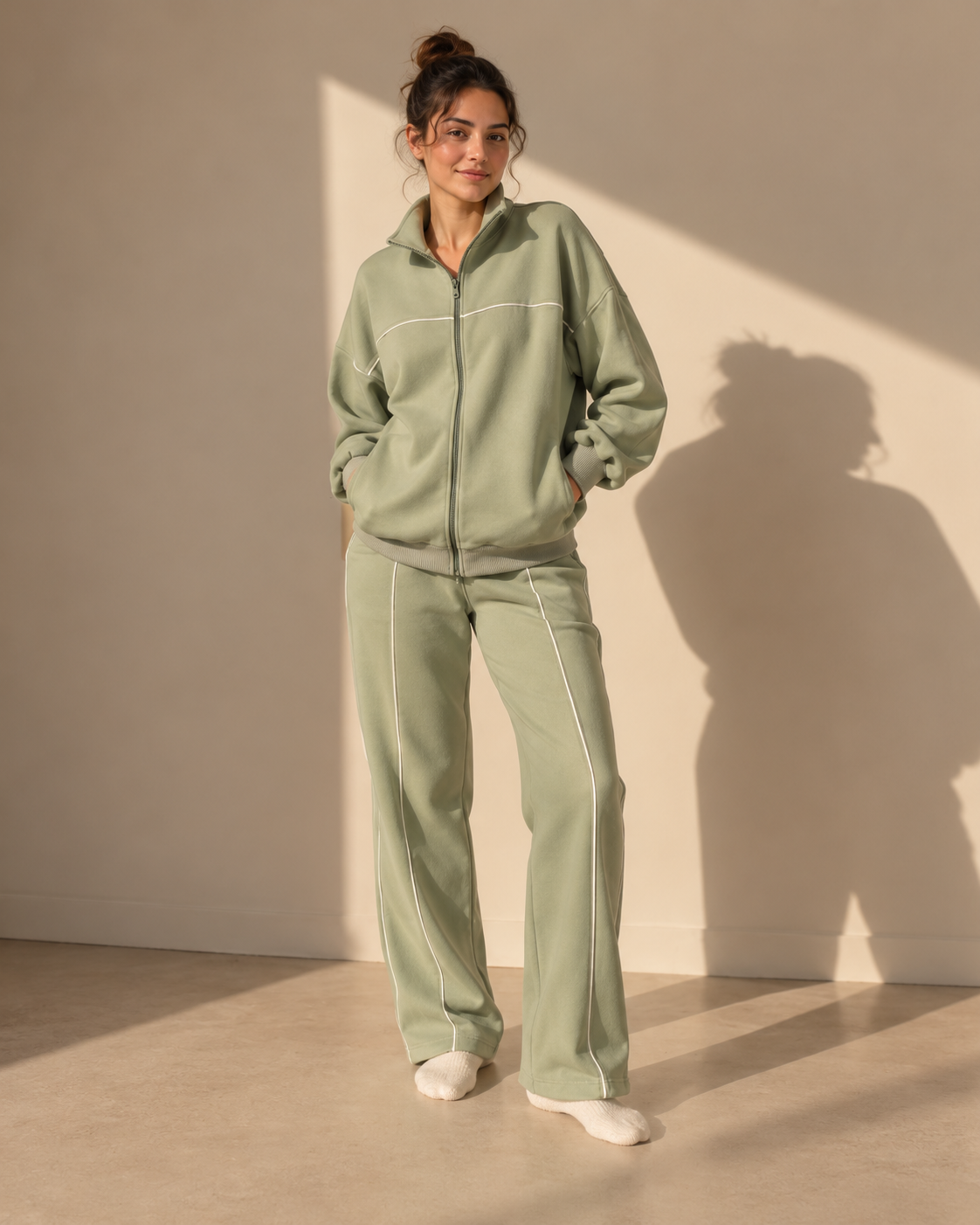 Sage Breeze Cotton Tracksuit Set
