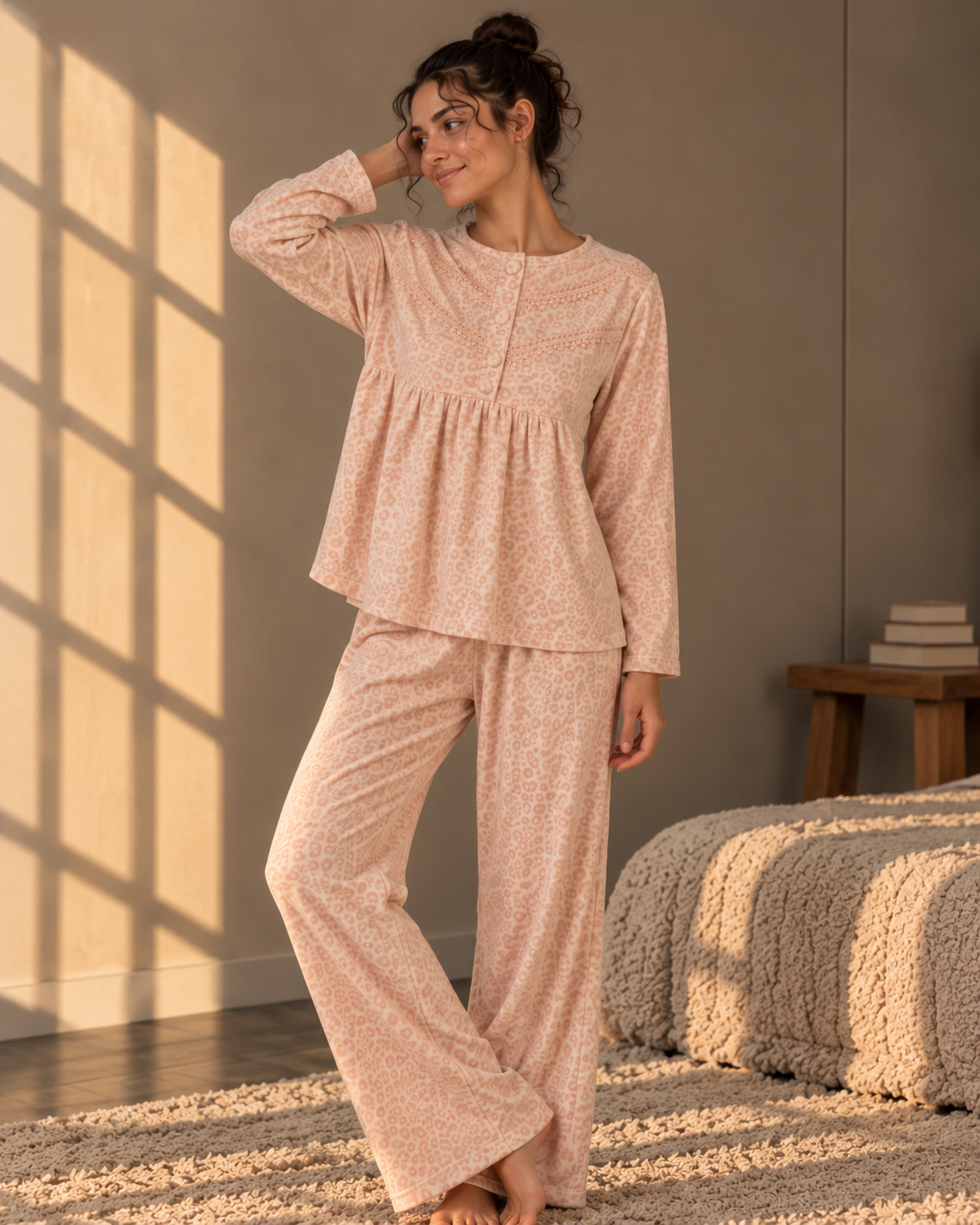 Blush Leopard Lace Pajama Set