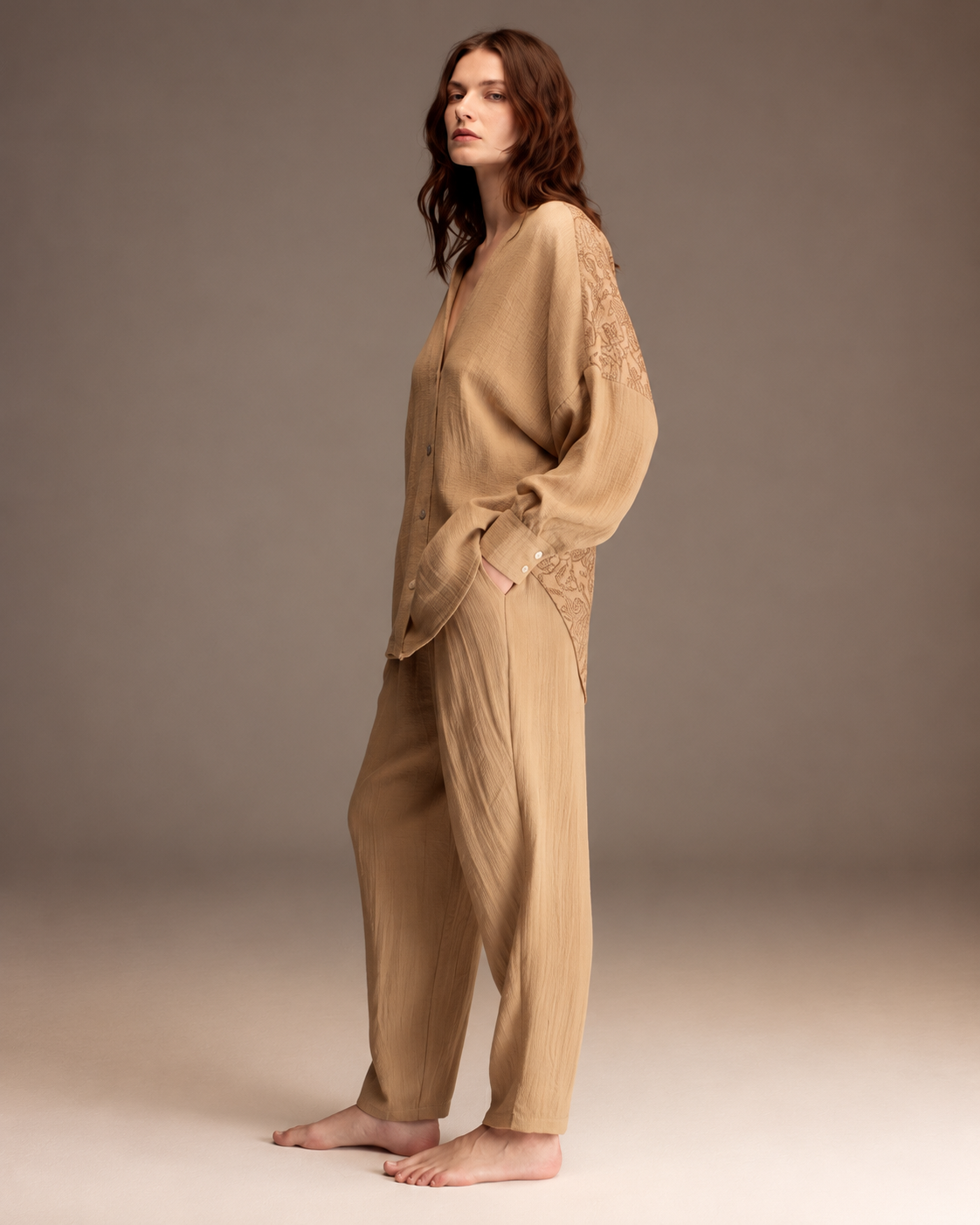 SAND EMBROIDERED 2-PIECE SET