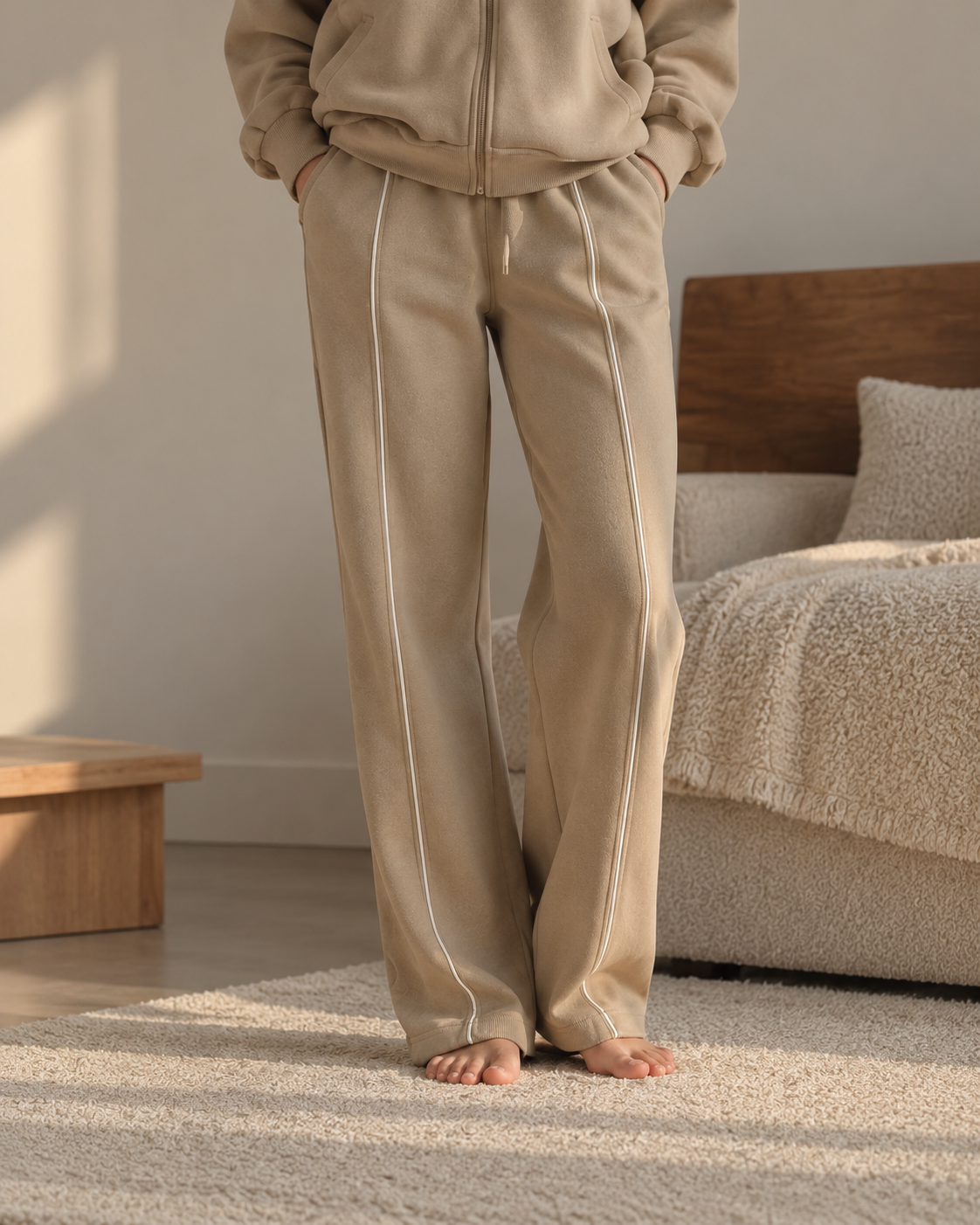Cozy Sand Cotton Tracksuit Set