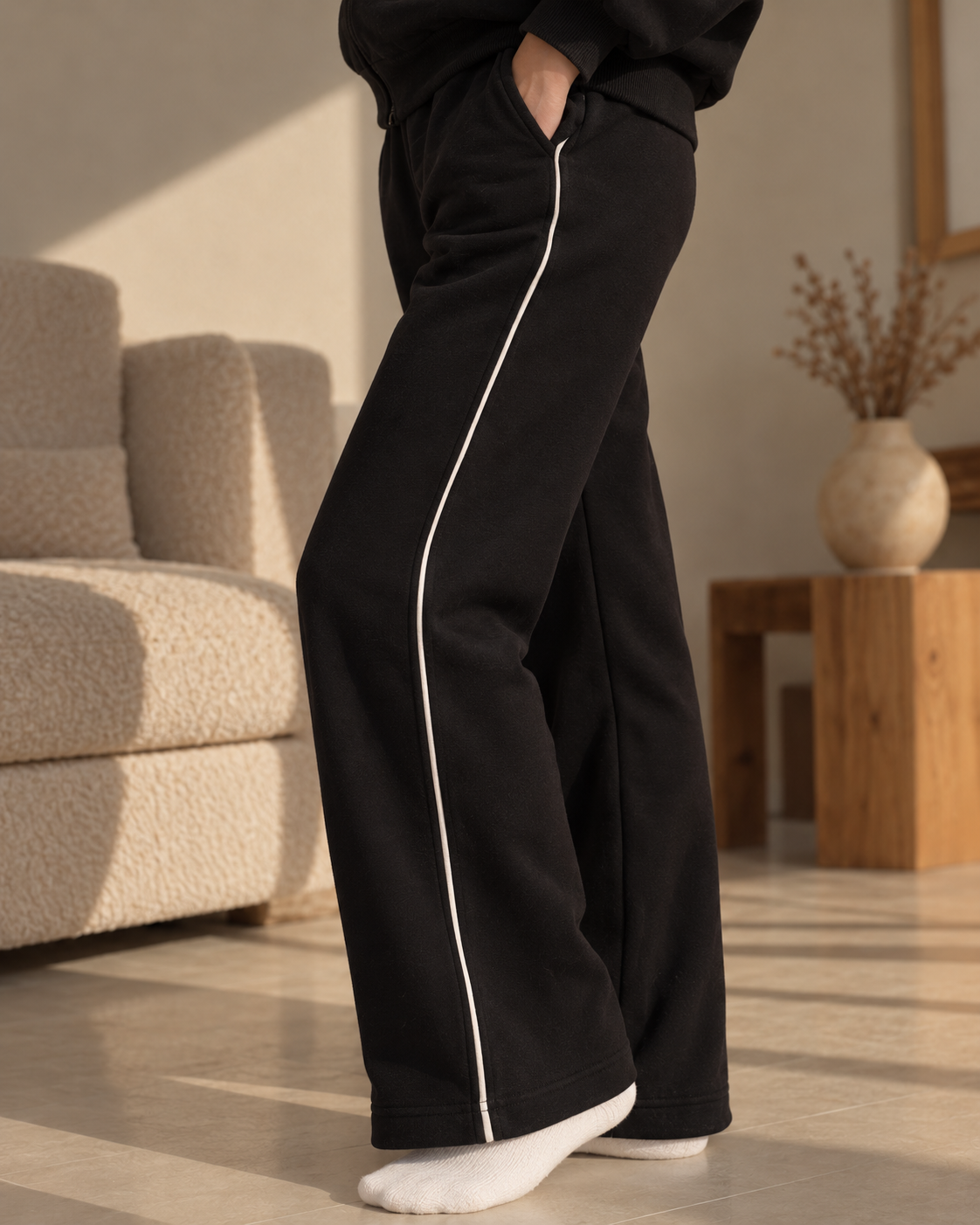 Midnight Black Cotton Tracksuit Set