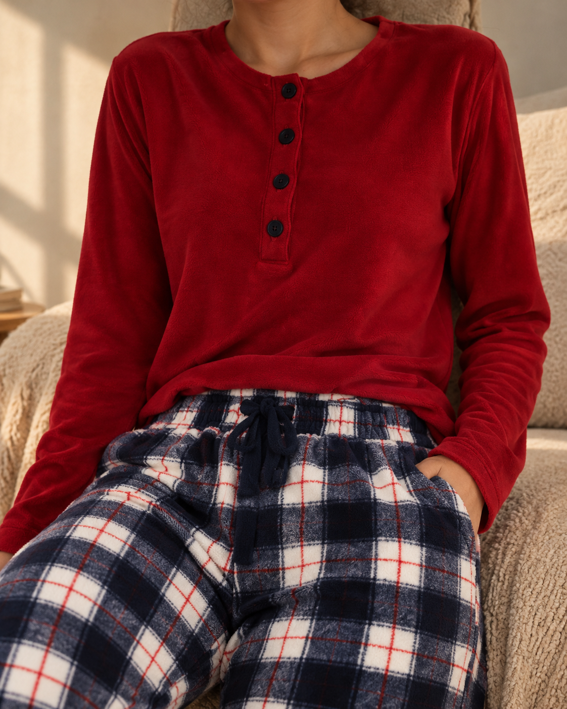 Cozy Moments Plaid Pajama Set