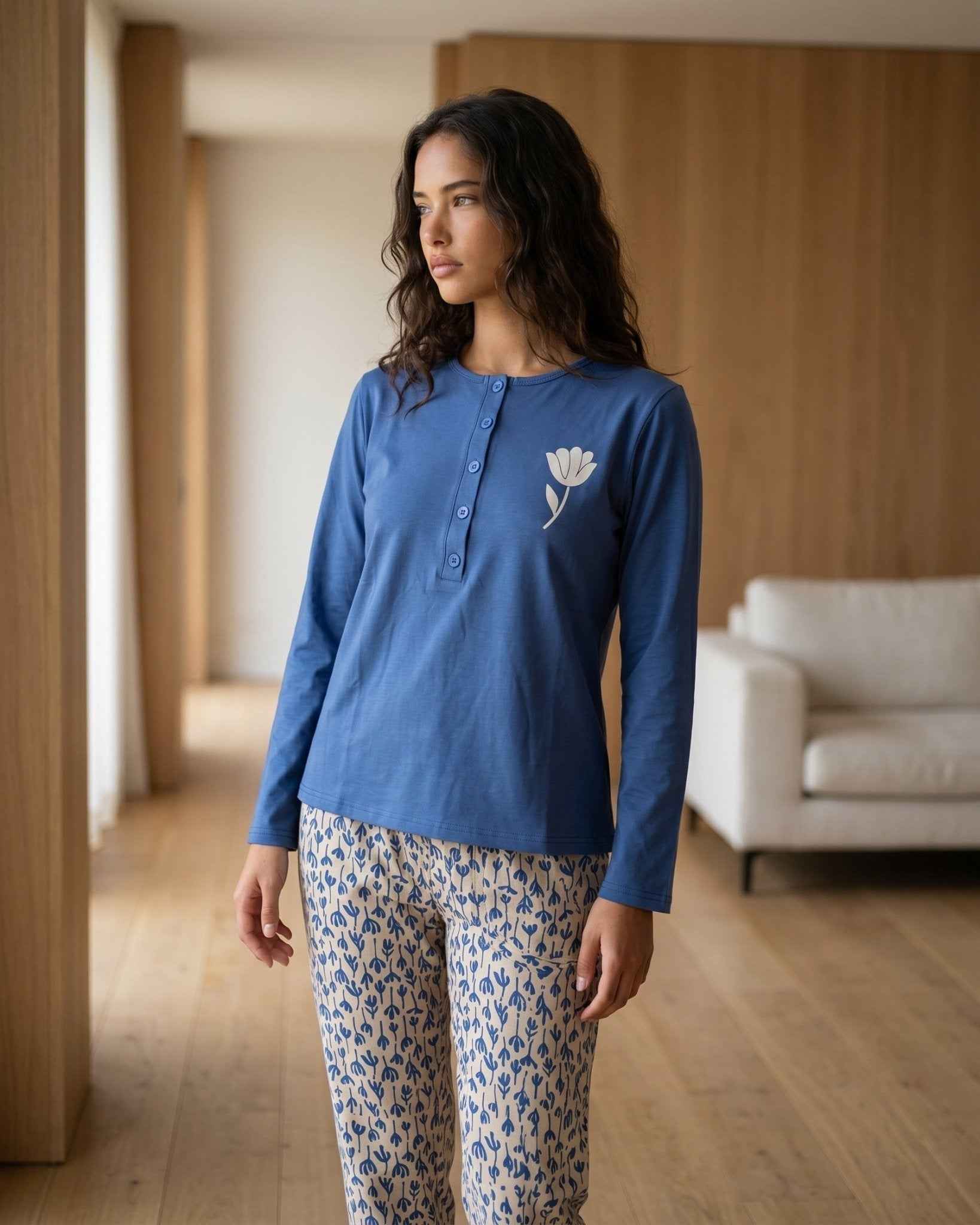 Blue Blossom Pajama Set