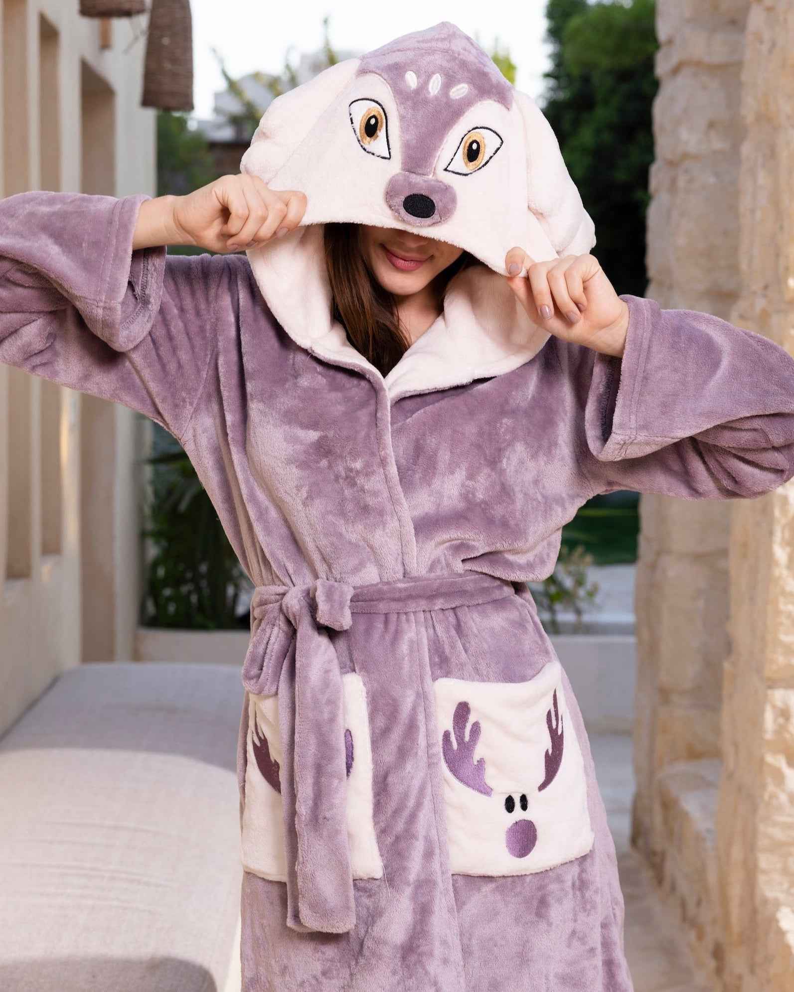 Cozy Reindeer Hooded Robe