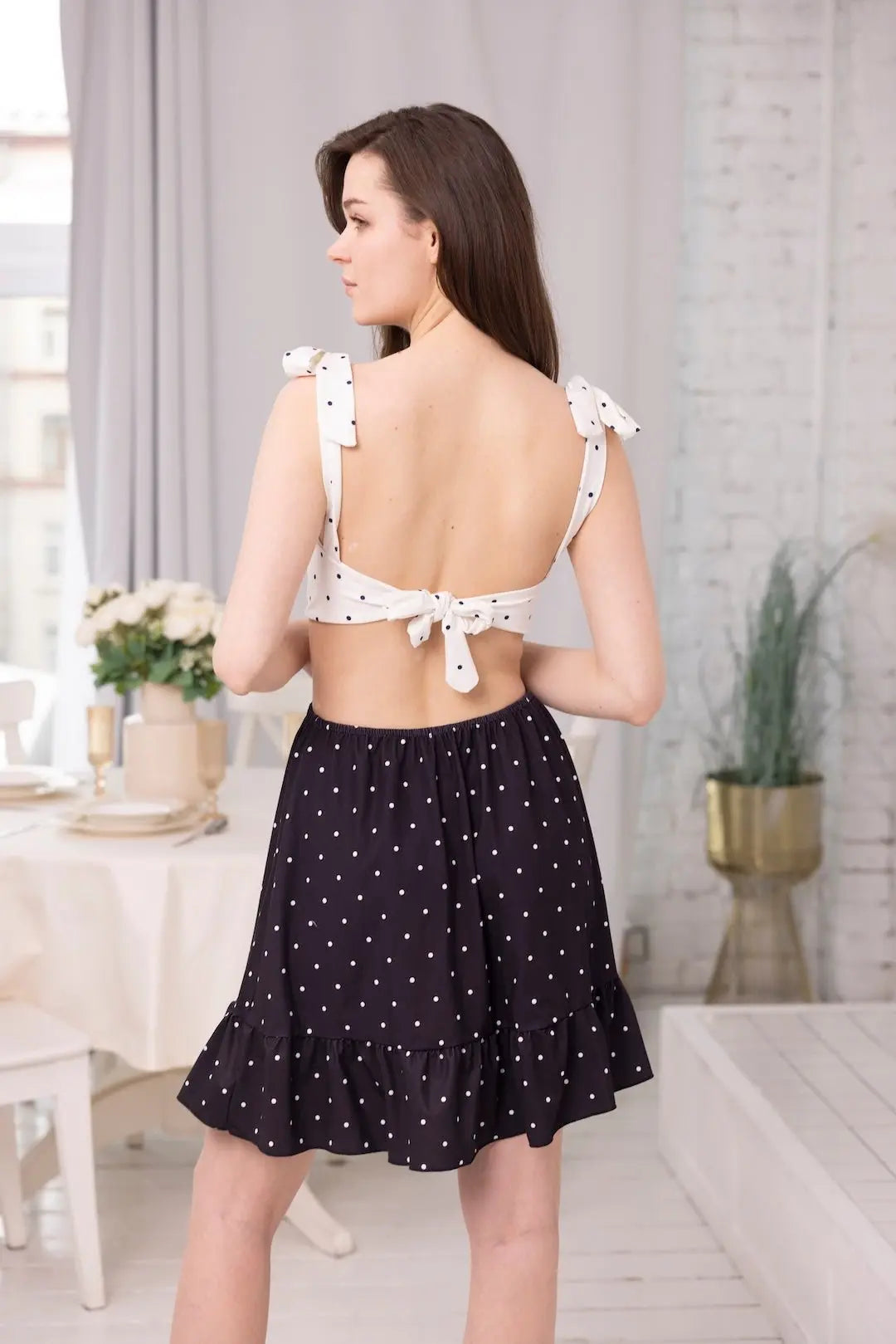 Dot Switch Cut-Out Dress