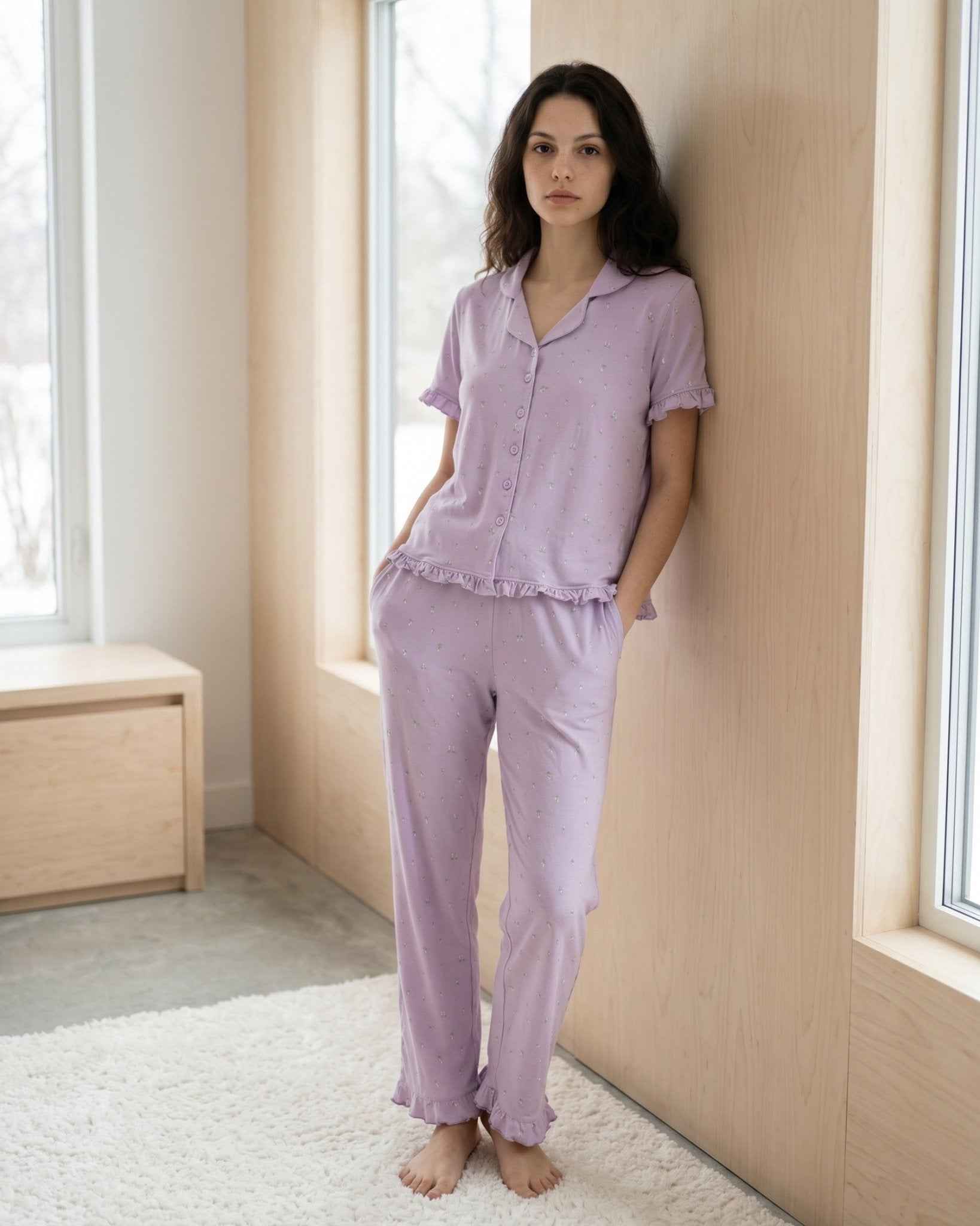 Lavender Ruffle Pajama Set