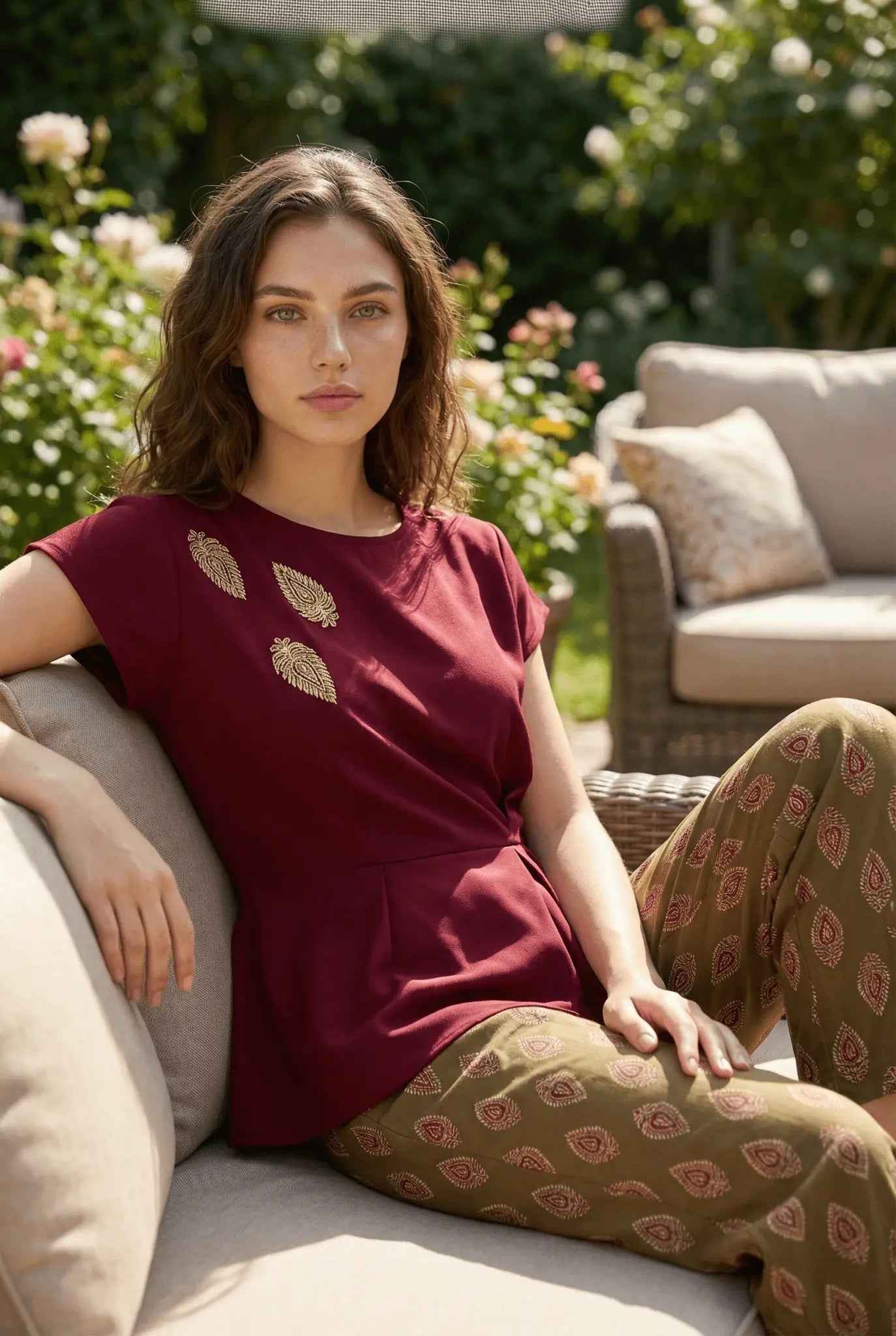 Ruby Twist Ethnic Pajama Set