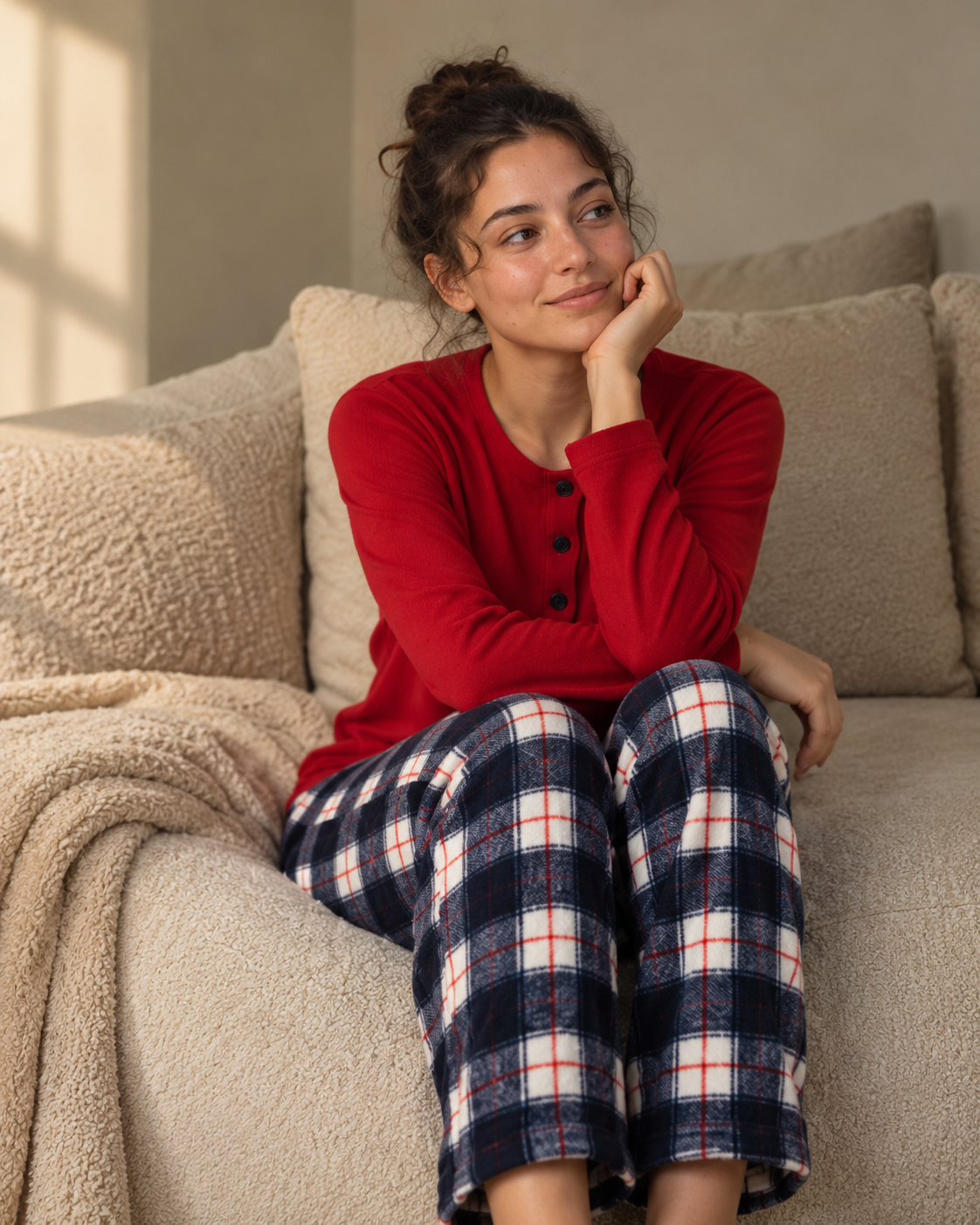 Cozy Moments Plaid Pajama Set