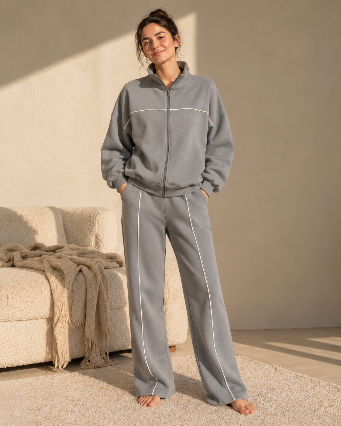 Silver Cloud Cotton Tracksuit Set