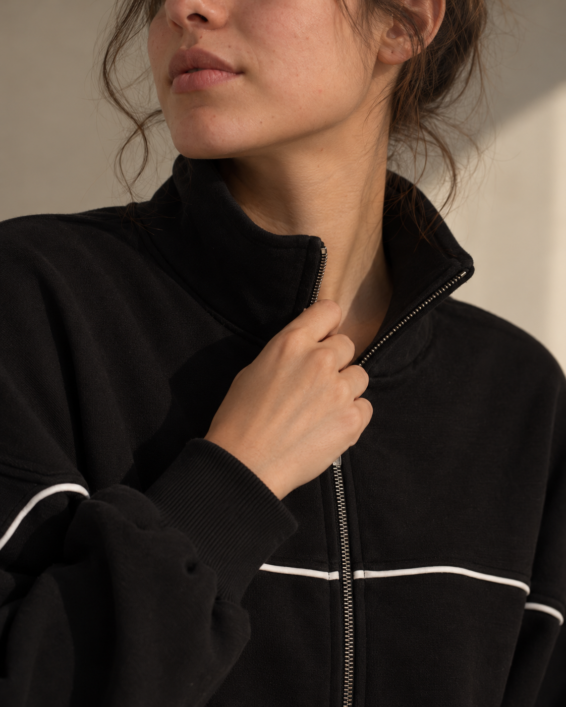 Midnight Black Cotton Tracksuit Set