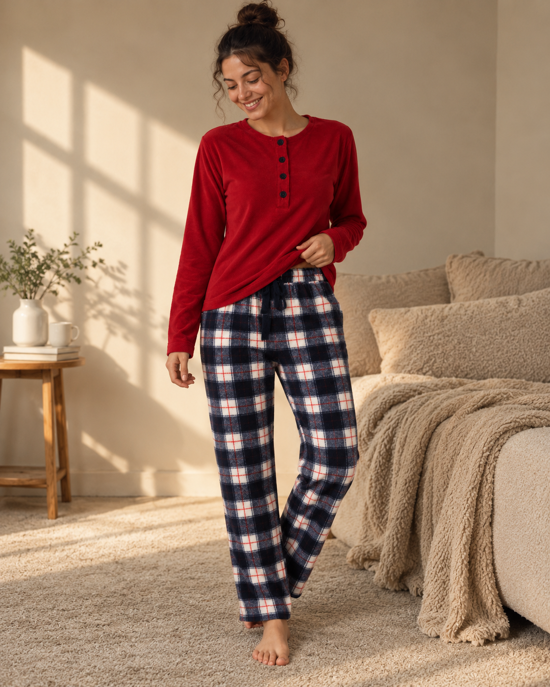 Cozy Moments Plaid Pajama Set