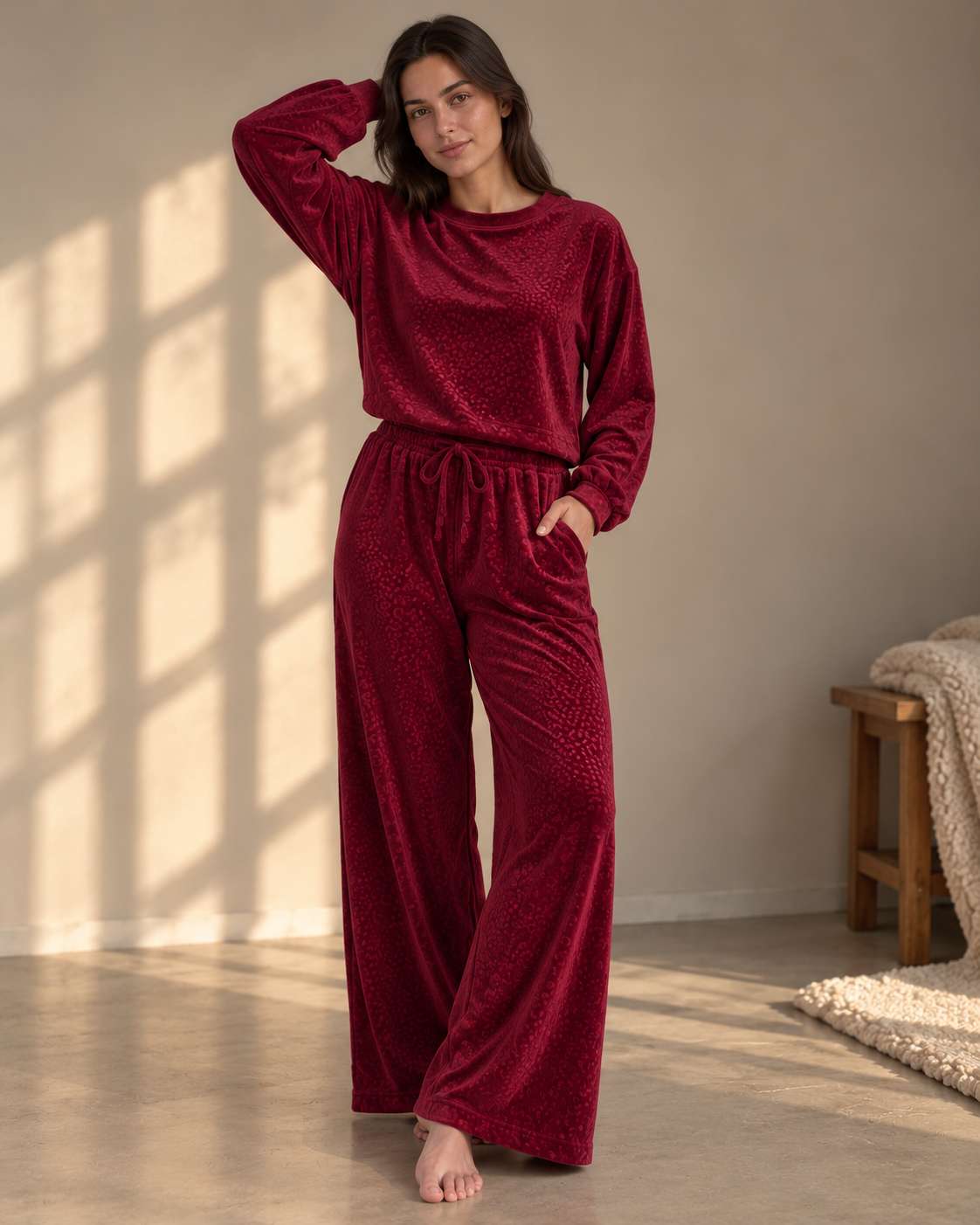 Ruby Glow Velvet Lounge Set
