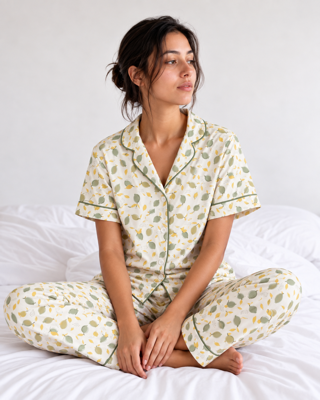 Soft Leaf Print Pajama Set