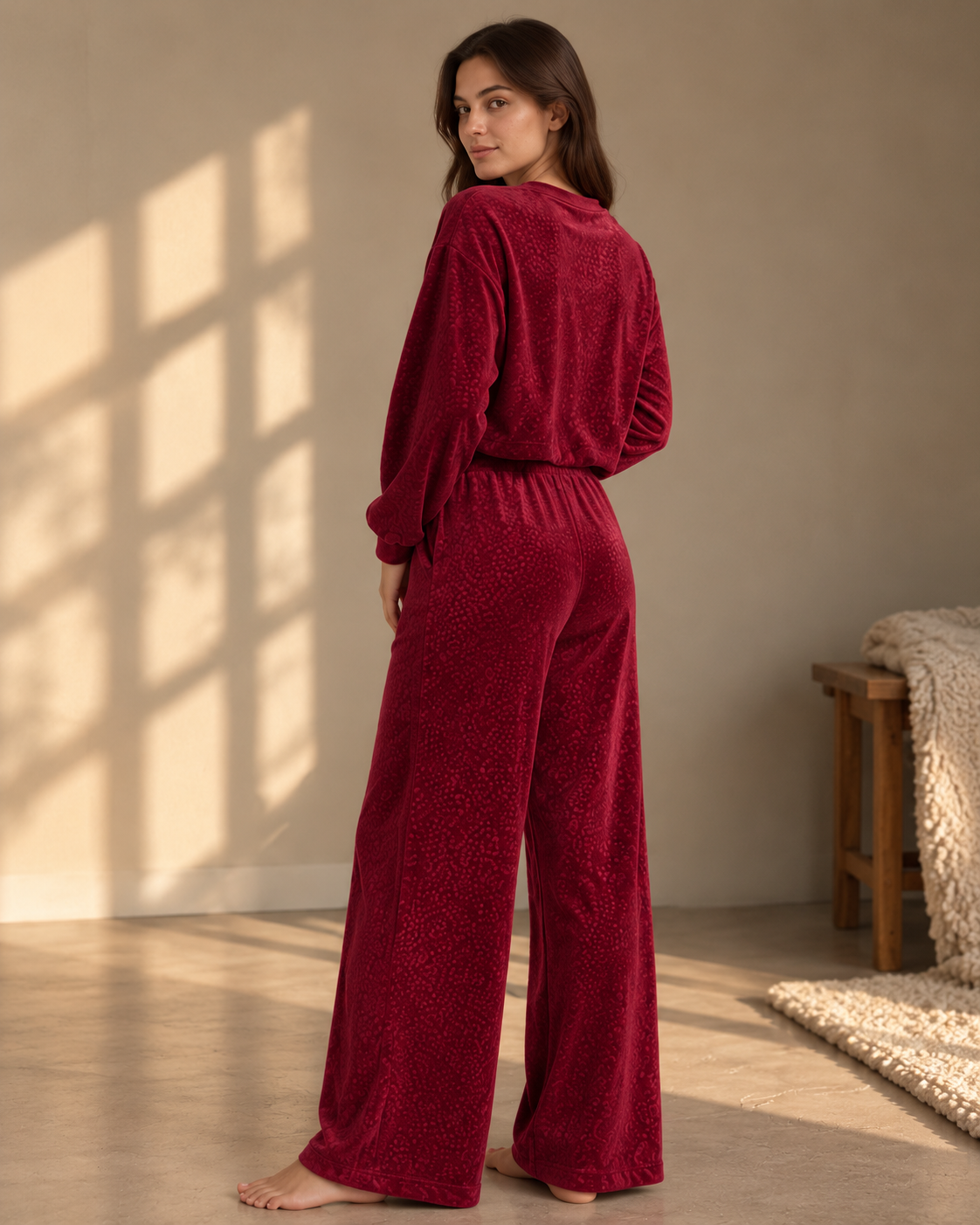 Ruby Glow Velvet Lounge Set