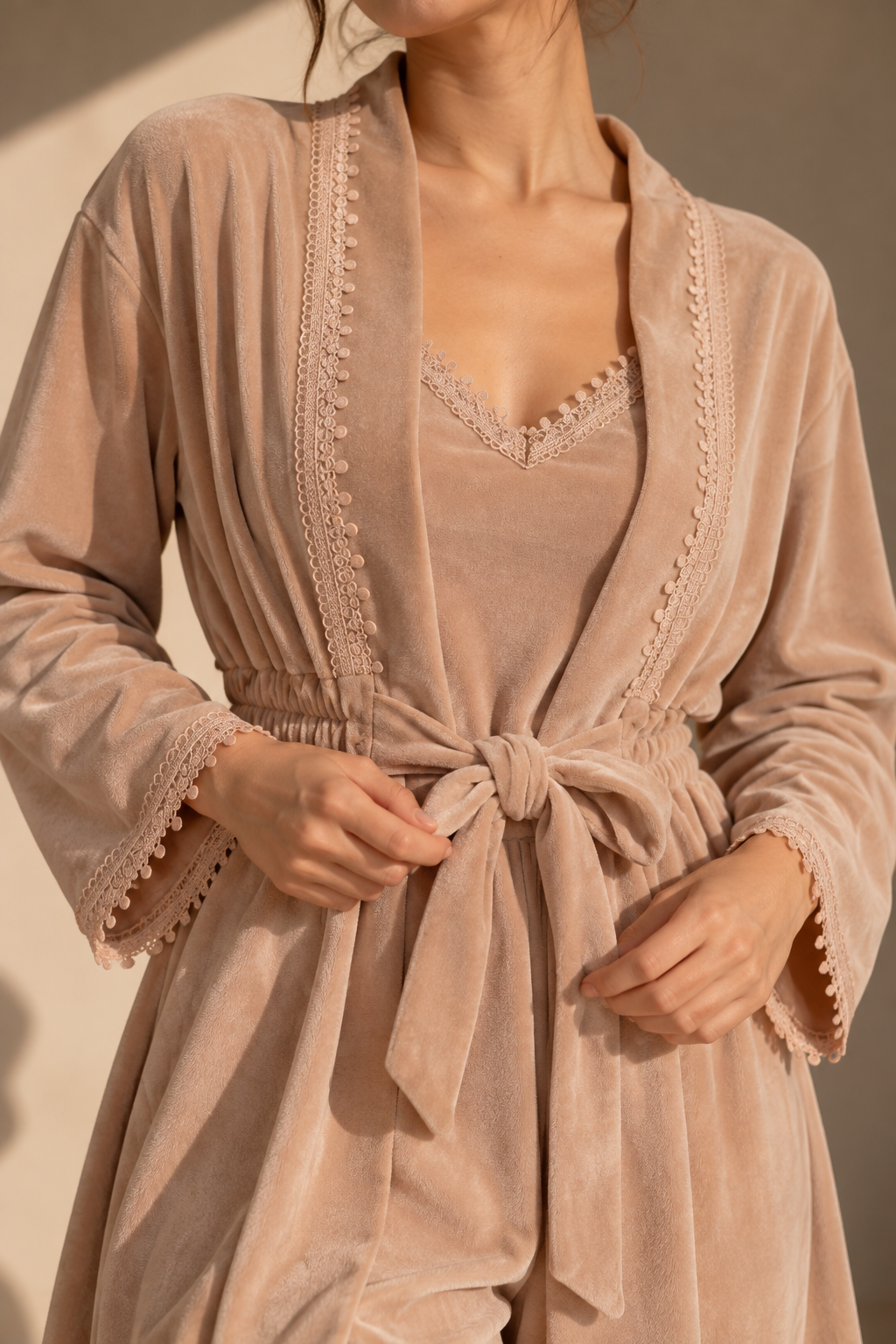 Blush Romance Velvet 3-Piece Pajama Set