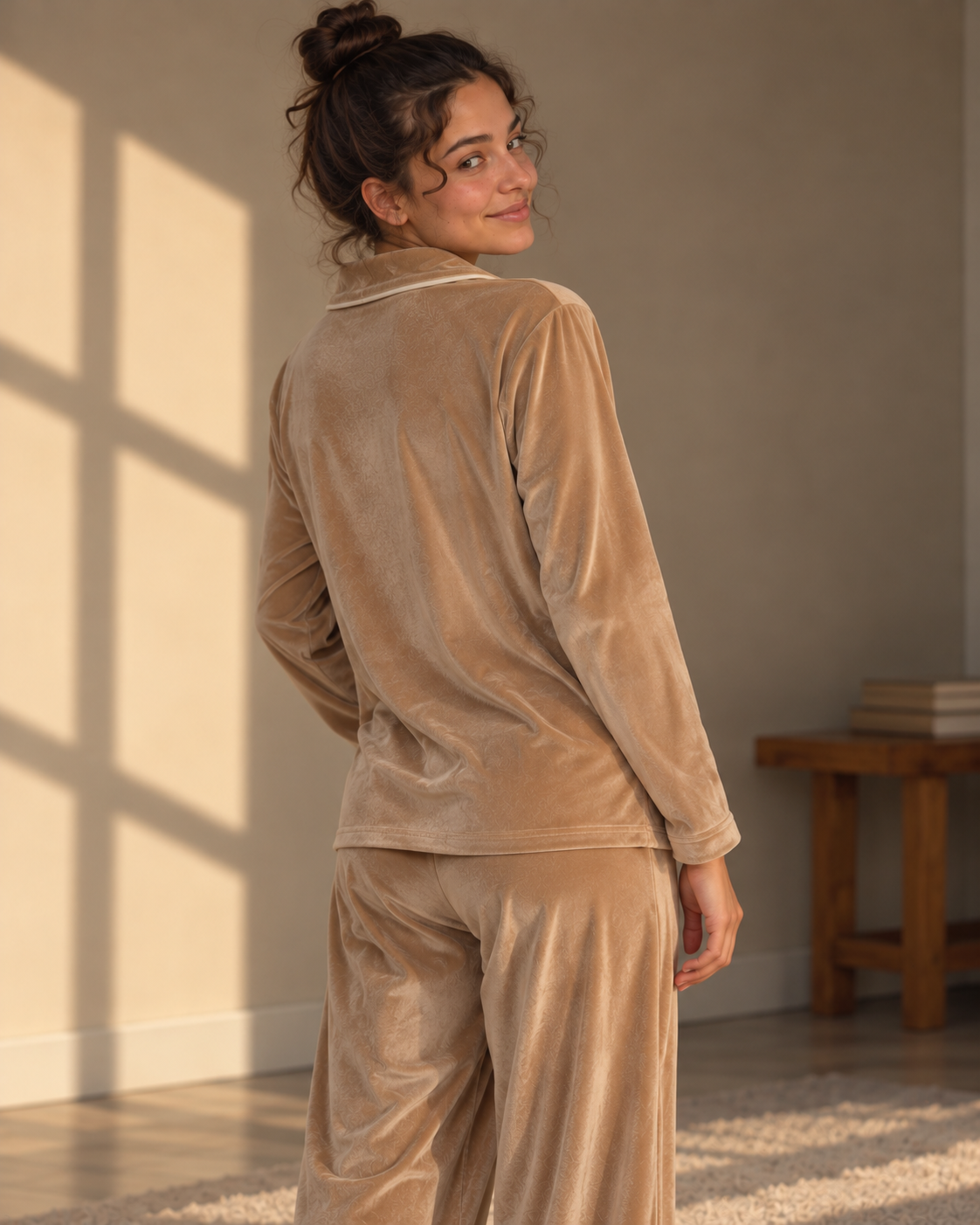 Champagne Elegance Velvet Pajama Set