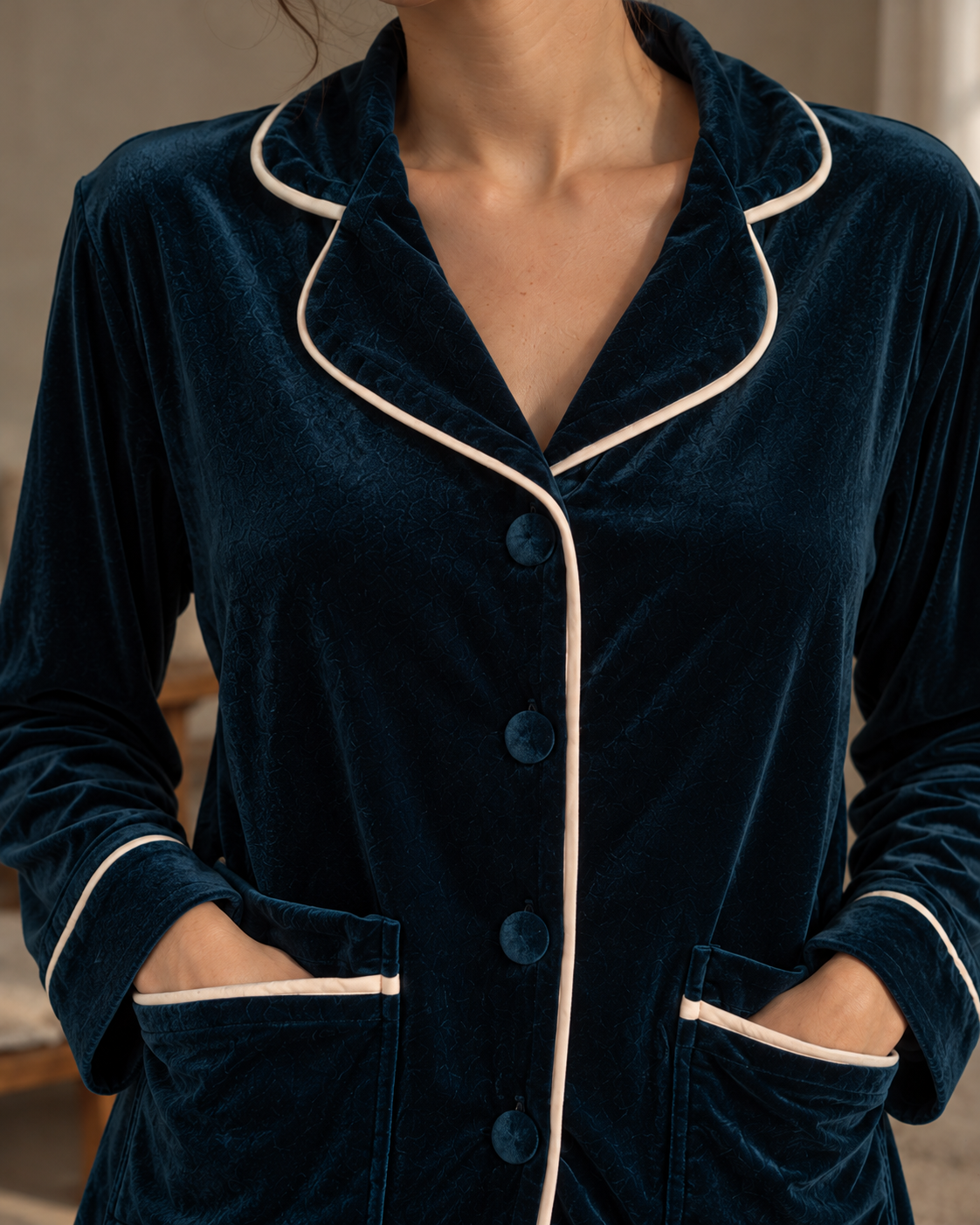 Midnight Teal Velvet Pajama Set