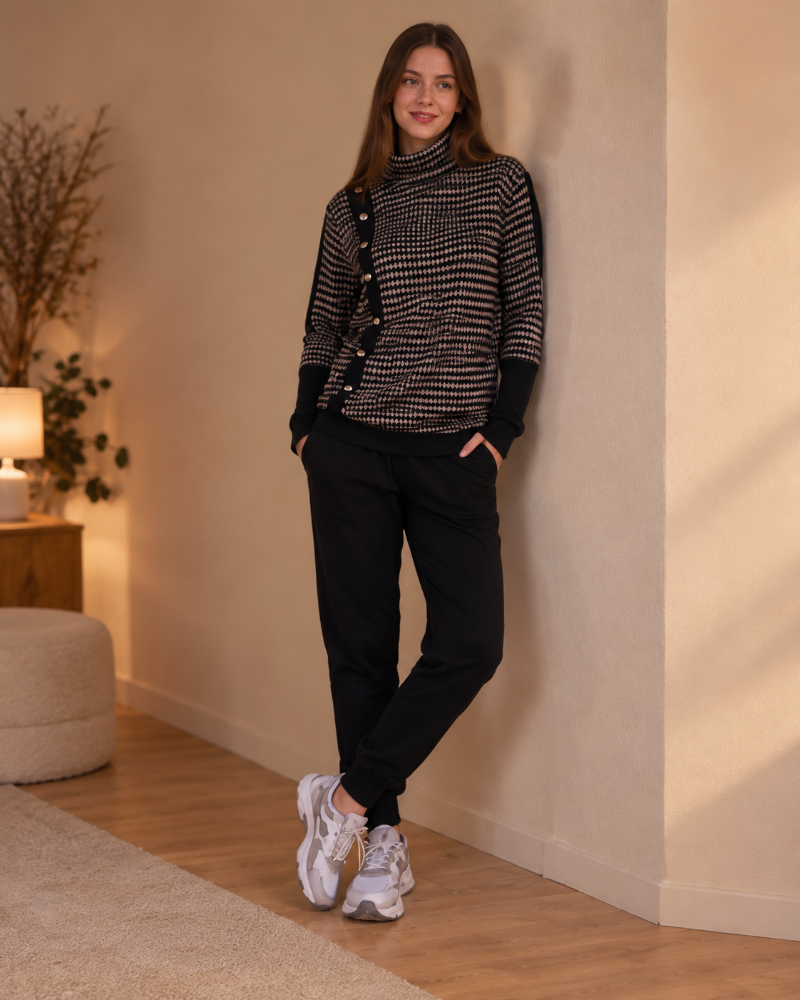 Midnight Check Knit Set