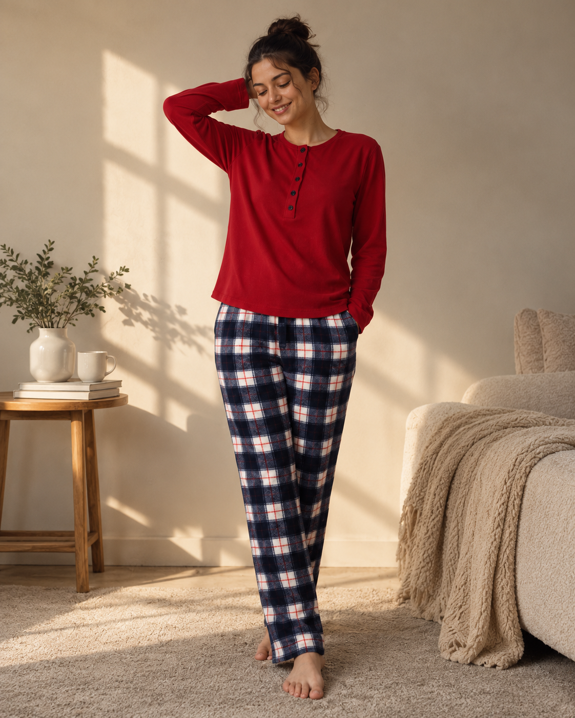 Cozy Moments Plaid Pajama Set