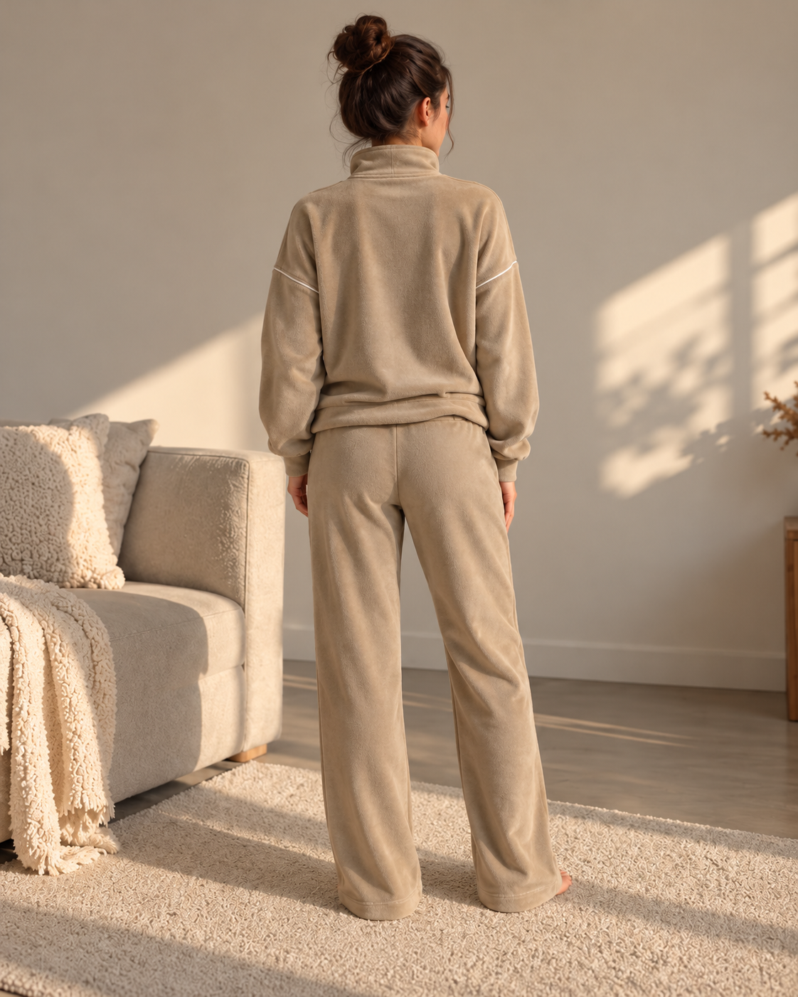 Cozy Sand Cotton Tracksuit Set