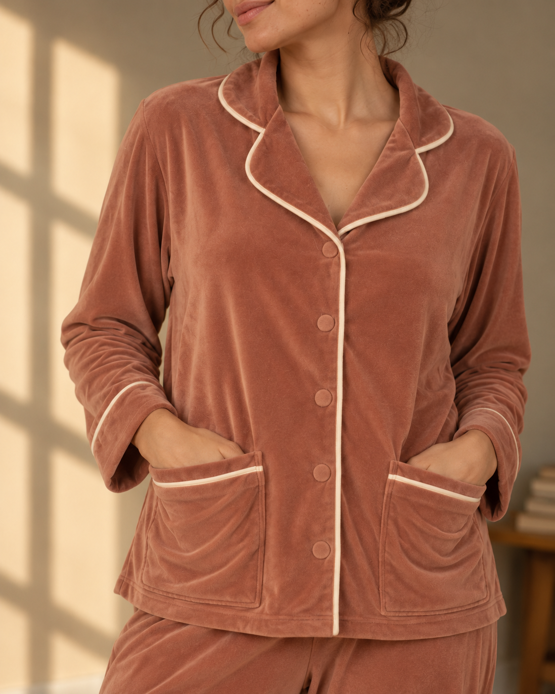 Dusty Rose Elegance Velvet Pajama Set