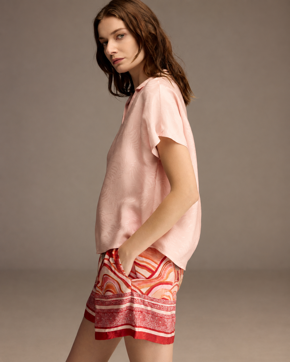 Red Printed Lounge Set