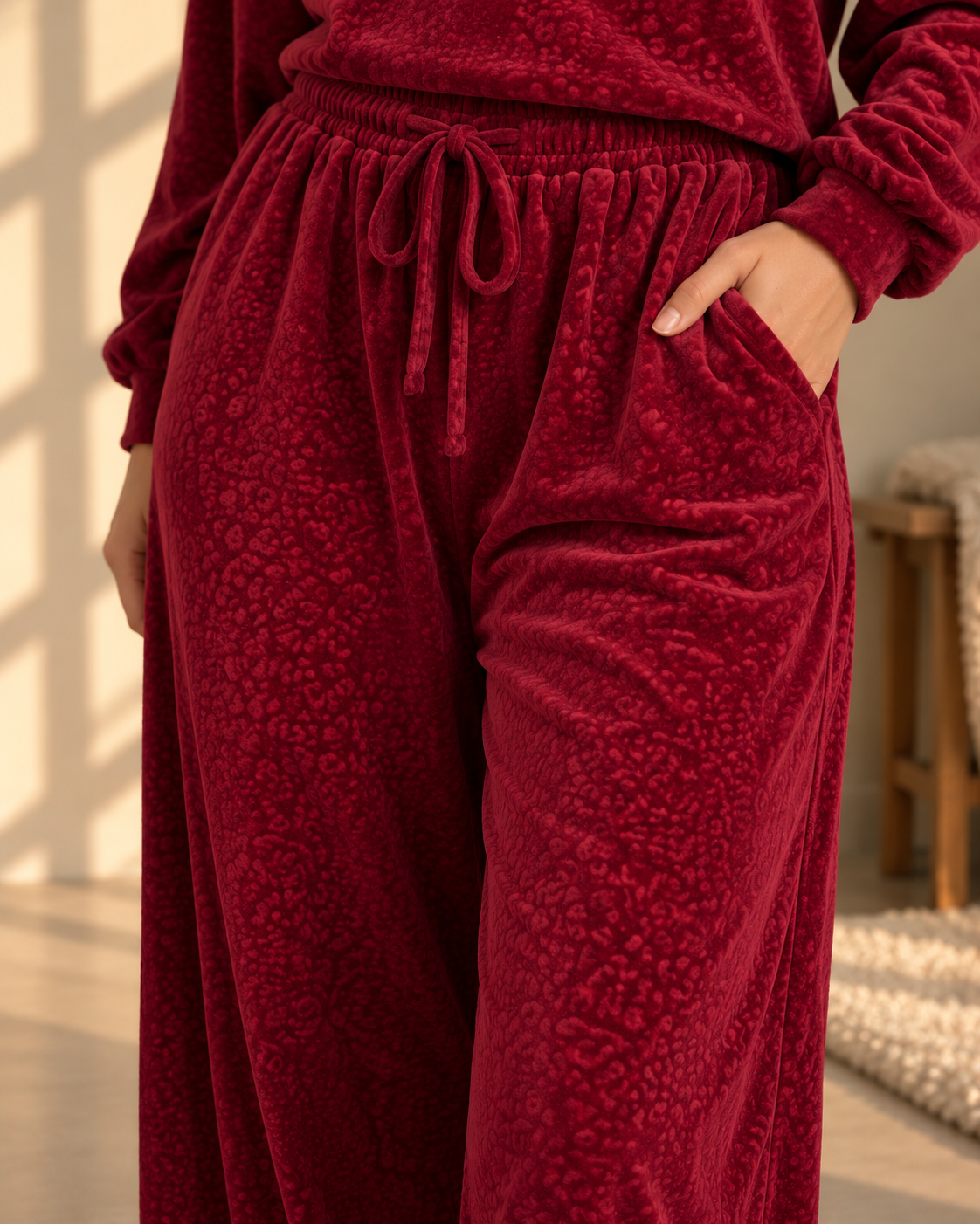 Ruby Glow Velvet Lounge Set