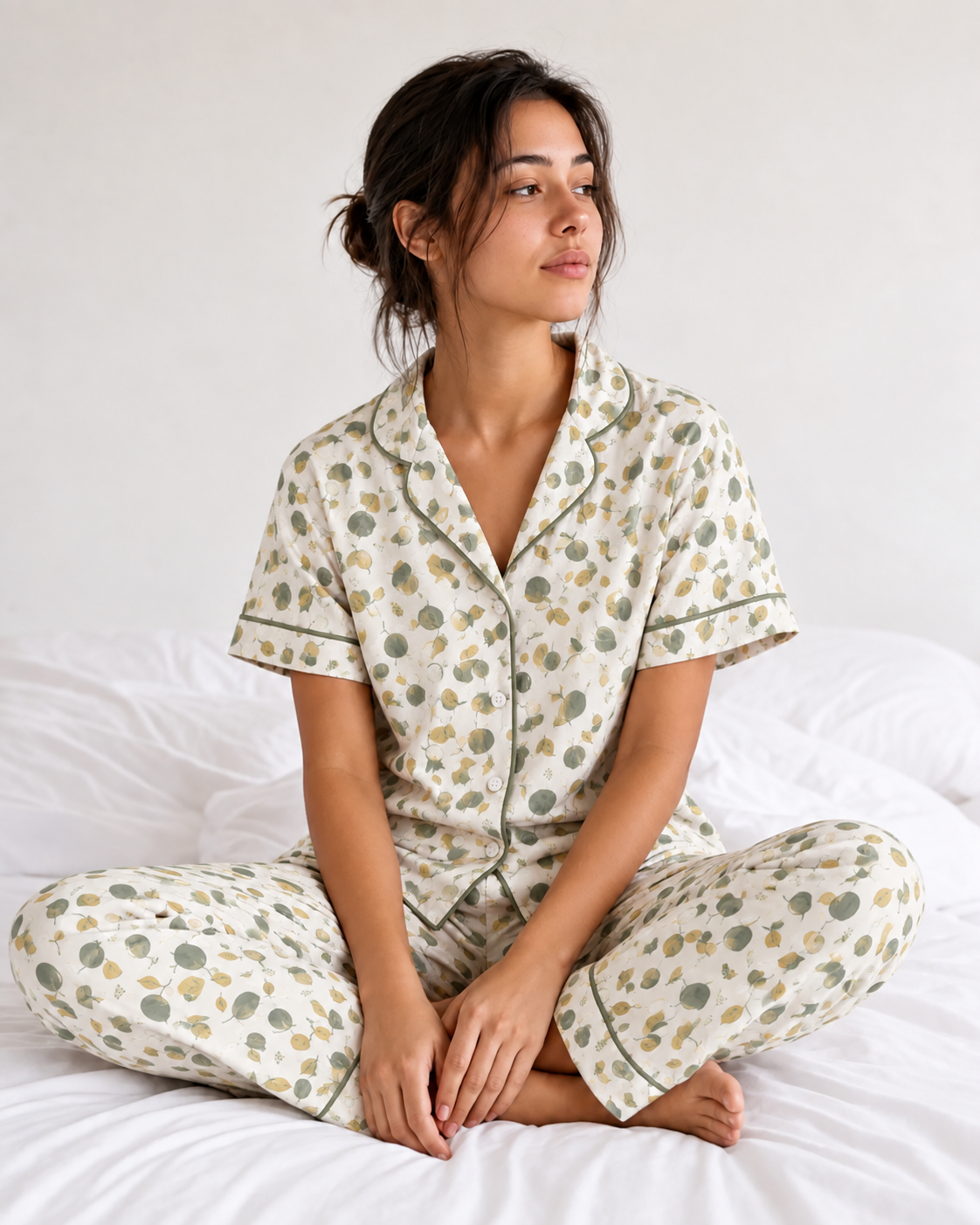 Soft Leaf Print Pajama Set
