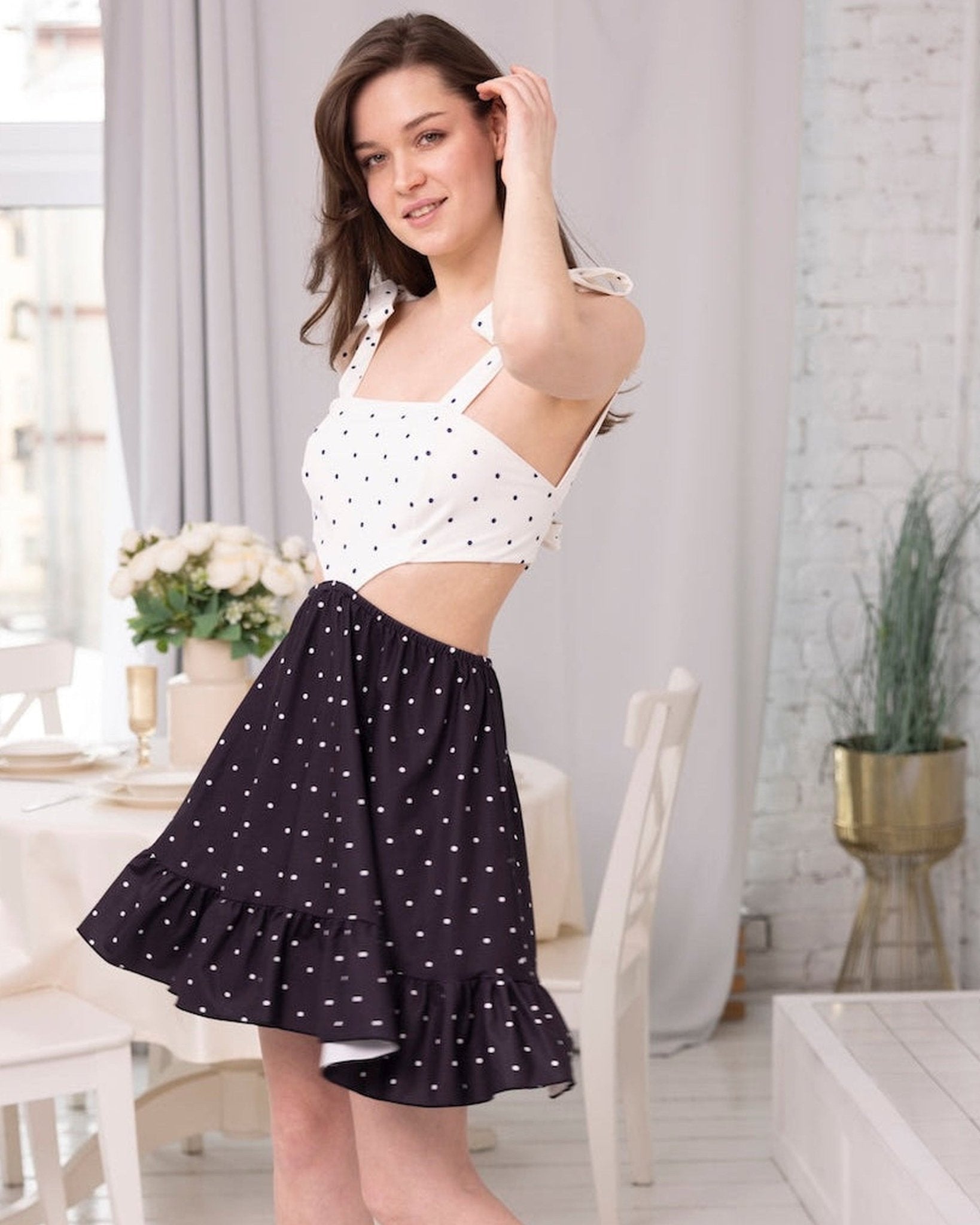 Dot Switch Cut-Out Dress - June Joy