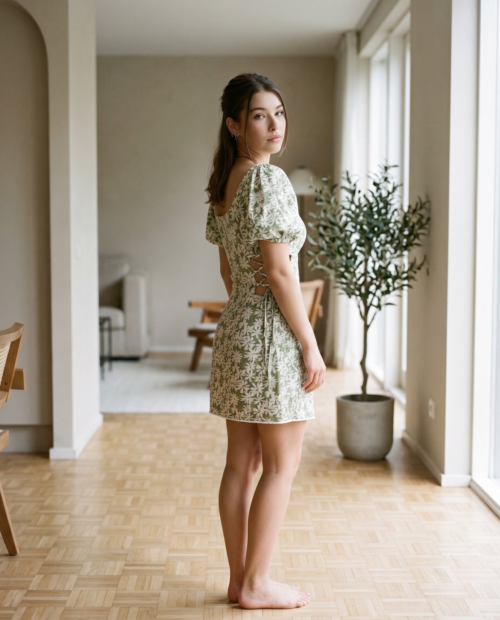 Flora Green Floral Mini Dress - June Joy