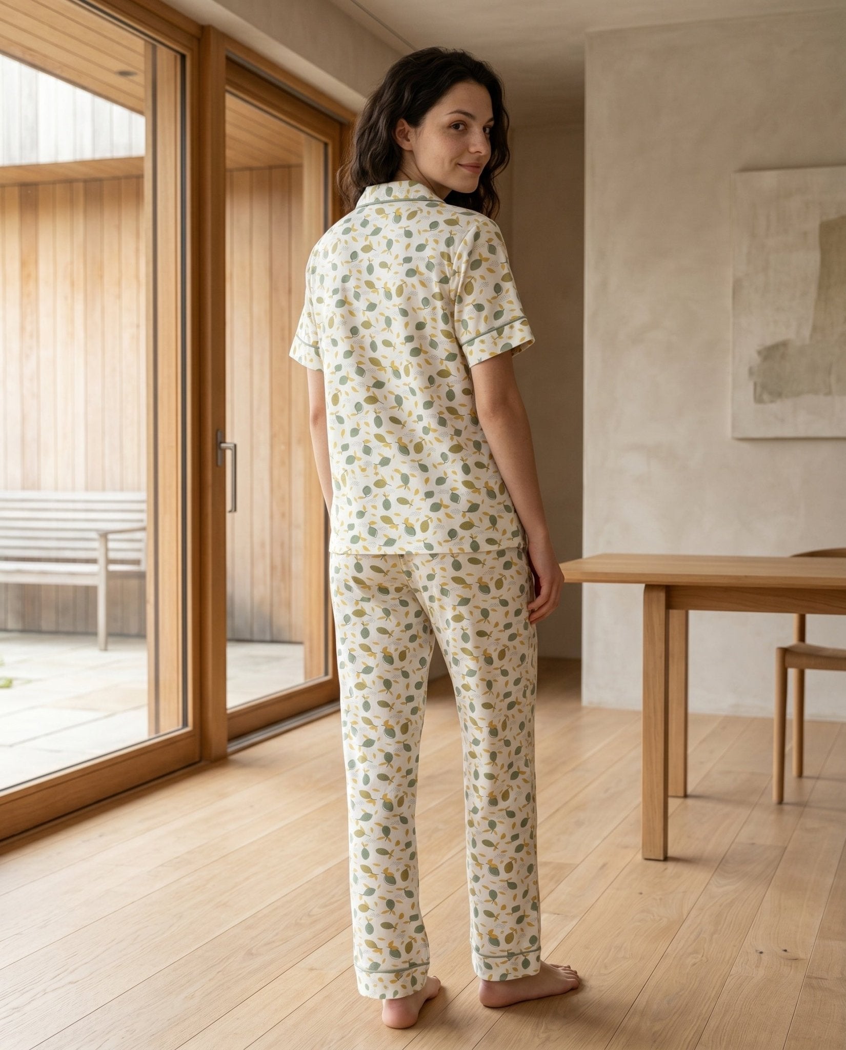 Soft Leaf Print Pajama Set - June Joy